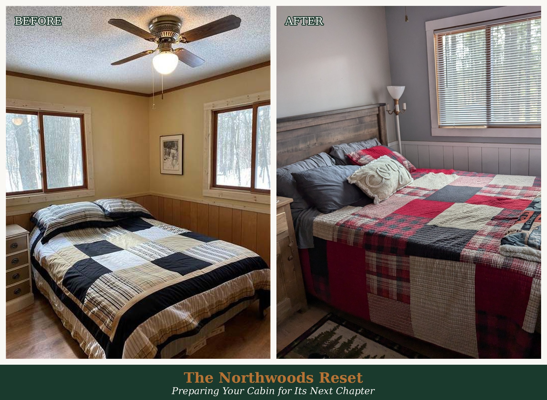 Cabin bedroom staging